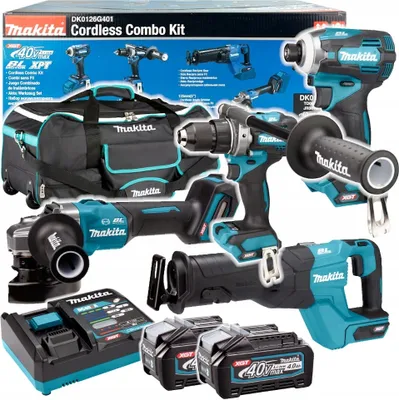 Zdjęcie produktu dla Makita DK0126G401, Cordless reciprocating saw, Cordless angle grinder, Wiertarka kombi bezprzewodowa, Wkrętarka..., 1/4", 3700 RPM, 68 N·m, 650 RPM, 2600 RPM