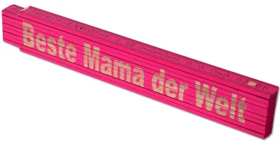 Produktbild von TE-Trend Zollstock Pink 2 Meter Maßstab Gliedermaßstab Laser Gravur Spruch Vatertag Muttertag Mama Geburtstag Beste Mama der Welt
