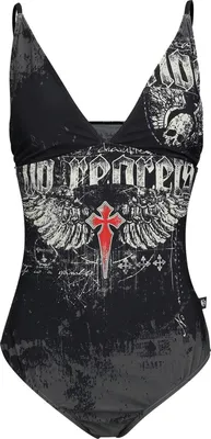 Produktbild von Rock Rebel by EMP Damen Multicolor-Badeanzug mit rockigem Design XL