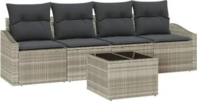 Produktbild von vidaXL Sofa Set 5 Stk. Hellgrau und Dunkelgrau Poly-Rattan