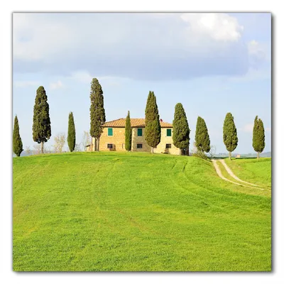 Produktbild von Wallario selbstklebende Möbelfolie/ Tischdecke für Innen und Außen, Größe: 90 x 90 cm - Villa auf einem Hügel in der Toskana