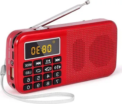 Produktbild von Handheld Radio mit Ersatzbatterie - Hohe Kapazität (3000mAh) - Kleine FM-Radio mit Uhr und Wecker - Notlicht - MP3 SD USB AUX Unterstützung