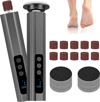 Produktbild von Elektrischer Fußhornhautentferner, 9 Geschwindigkeiten, Vor-/Rückwärts, LED Anzeige, 10PCS Schleifringe + 20PCS Schleifpads, Zuhause & Salon