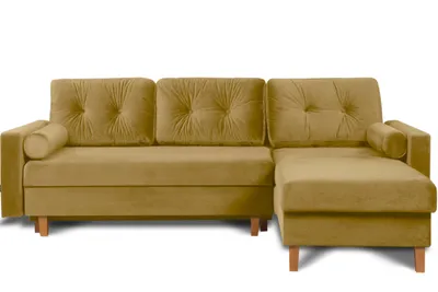 Obrázek produktu pro Rohová sedací souprava Konsimo univerzální rohová s otomanem a rozkládací plochou 212x140 cm "ERISO", žlutá, látka, skandinávská, 240x75x183cm