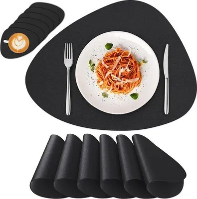 Produktbild von Famanu Platzdeckchen 6er Set - Abwaschbar, Rund, Schwarz