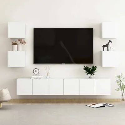 Produktbild von The Living Store 7-tlg. TV-Schrank-Set Weiß Holzwerkstoff