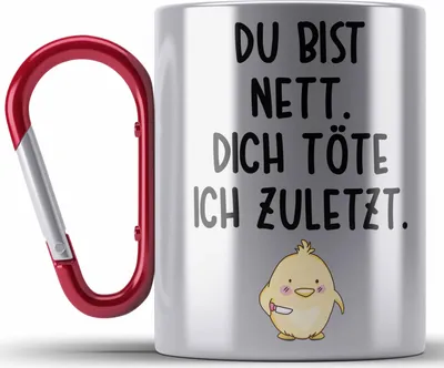 Produktbild von Trendation - Lustige Edelstahl Tasse Karabiner Kollege Kollegin Geschenk Lustiger Spruch Karabiner Edelstahl Tasse Karabiner Edelstahl Sprüche Sarkasmus Edelstahl Tasse Karabinern mit Sprüchen (Rot)