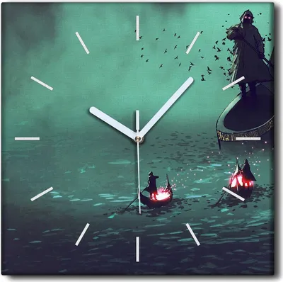 Produktbild von Coloray Uhr auf Leinwand 30x30 cm Wand Uhr Dekoration Wohnzimmer Segeltuch weiße Zeiger -Horrorbootkunst