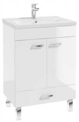 Zdjęcie produktu dla Szafka Łazienkowa z Umywalką 60 x 40 Stojąca Połysk z Szufladą Nóżki Chrom