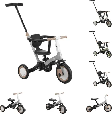 Zdjęcie produktu dla Rower trójkołowy Kikkaboo Flip 5 w 1 stalowa rama antypoślizgowe uchwyty regulowany kabriolet szary