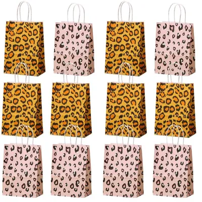 Productafbeelding van Papieren Cadeauzakjes met Luipaardpatroon voor Feestdecoratie