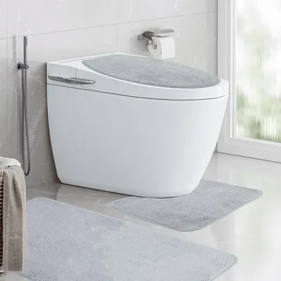 Produktbild von Badmatten 3-teilig, hochflorig, 50x80 cm, rutschfest, für Badezimmer und Toilette