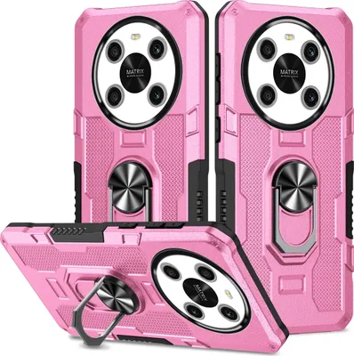 Produktbild von Honor X9 Hülle, Dual Layer Robuste Rüstung Ringhalter Ständer Schutzhülle für Honor X9 Pink