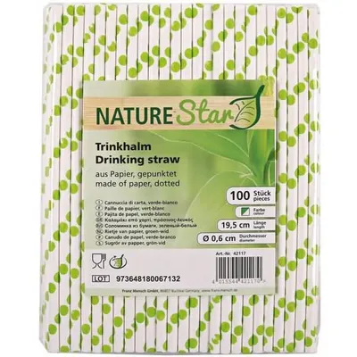 Produktbild von NATURE Star Papier-Trinkhalm 197 mm grün/weiß gepunktet 100 Stück