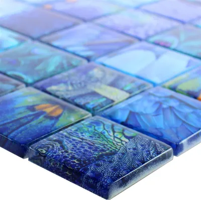 Produktbild von Glasmosaik Fliesen Peafowl Blau