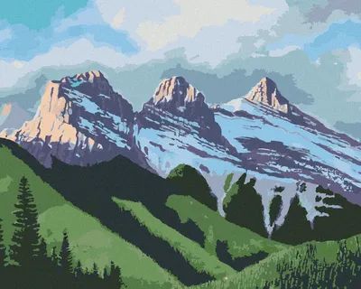 Immagine prodotto di Zuty - Dipingere con i numeri - TRE MONTAGNE E BOSCO (ROBERT JOHNSON), 40x50 cm, senza cornice e senza tela