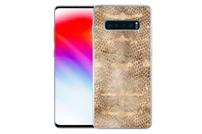 Produktbild von MuchoWow® Handyhülle Schutzhülle Hülle für Samsung Galaxy S10 Plus Schlangendruck - Gold - Braun Silikon Softcase Handy Hülle - Schutzhülle