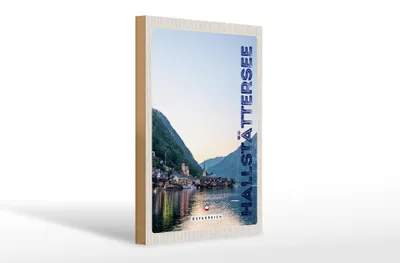 Produktbild von Holzschild Reise 20x30cm Blick auf Hallstättersee Österreich
