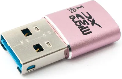 Produktbild von SYSTEM-S SD Karte Adapter MicroSD zu USB 3.0 Typ A Buchse Kabel Memory Card Reader Rosa