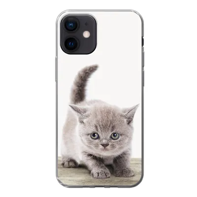 Produktbild von MuchoWow® Handyhülle Schutzhülle Hülle für iPhone 12 Kätzchen - Katze - Haustiere - Jungen - Kinder - Mädchen Silikon Softcase Handy Hülle - Schutzhülle
