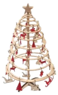 Immagine prodotto di Decorazione Albero di Natale in legno con addobbi, Ø25H42 cm