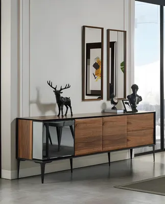 Immagine prodotto di Consolle marrone, moderna, autoportante, 2 cassetti, 220x50x79 cm