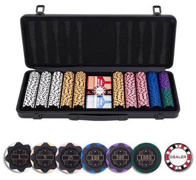 Produktbild von Pokerset im schwarzen Koffer – 500 Wertchips (14 Gramm)