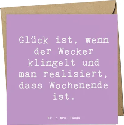 Produktbild von Mr. & Mrs. Panda doppelkarte Spruch Glück am Wochenende - Lavendeltraum - Geschenk, Zitat, Grußkarte, faltkarte, Gefühl, kleine Momente, feiern, Glückwunschkarte, Freude