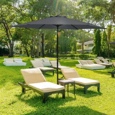 Produktbild von Sonnenschirm knickbar, Praktischer Reise Sonnenschirm Funktioneller Strandschirm für Balkon, Garten Ø 270 cm