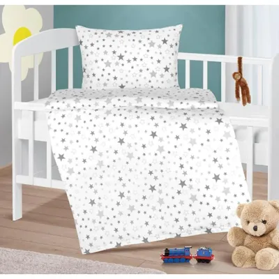 Produktbild von Kinderbettwäsche aus Baumwolle - 90x135 cm, 45x60 - grau,weiß