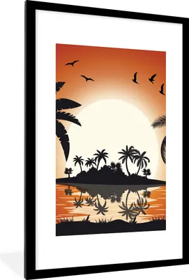 Produktbild von MuchoWow® MuchoWow® Gerahmtes Poster Sonne - Insel - Meer 60x90 cm - Poster mit zchwarzem Bilderrahmen - Dekoration - Wandposter Wohnzimmer - Hochwertig