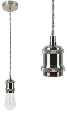 Zdjęcie produktu dla ZMH Lampa Wisząca E27 Wisząca Lampa Vintage Gniazdo Srebrna Wisząca Podstawa Pasek 1,3M Drut Lampa wisząca do salonu Restauracja Bar Piwnica na wino