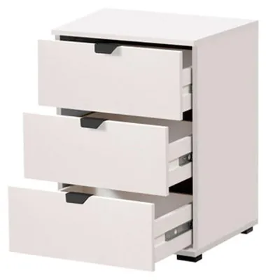 Produktbild von Dmora Nachttisch Talana 45x40x63 cm Weiß, 1 Ablage, 3 Schubladen