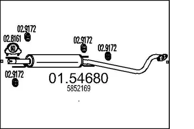 Produktbild von MTS 01.54680 Mittelschalldämpfer Schalldämpfer für OPEL Zafira A (T98)