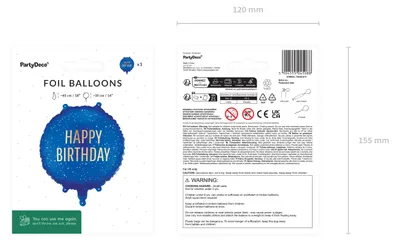 Produktbild von Folienballon „Happy Birthday“ in Marineblau, 35 x 35 cm