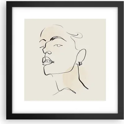 Produktbild von Gerahmtes Poster - Schwarzer Rahmen - Minimalismus Porträt Linie - 30x30 cm - Wand Bild - Wanddeko - Wandbilder - Kunstposter - Wandposter - Bilderrahmen - Bilder - Kunstdruck - P2BAC30x30-4815