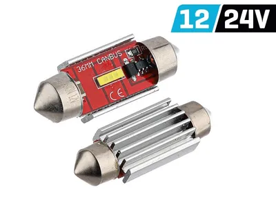 Produktbild von VISION Soffitten SV8.5 36mm 12/24V Glühbirne 1x 1860 SMD LED, unpolar, CANBUS, weiß, 2 Stk.