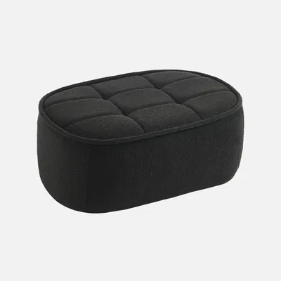 Produktbild von sweeek - Sitzhocker, Fußhocker mit strukturierem Bouclé-Bezug für den Sessel Boni - Schwarz