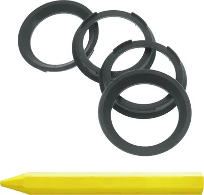 Produktbild von 4X Zentrierringe 70,4 x 57,1 mm Grau Felgen Ringe + 1x Reifen Kreide Fett Stift