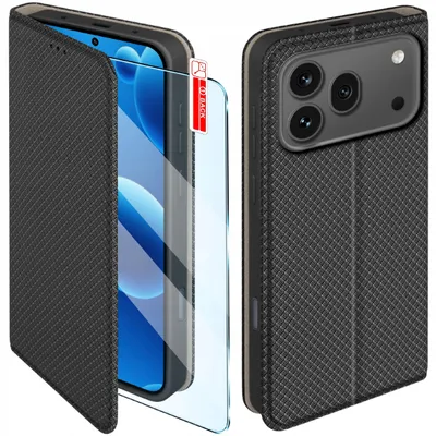 Produktbild von Magnet-Hülle für Honor 600 | 600 Pro – verschließbare schwarze Hülle + 9H-Glas