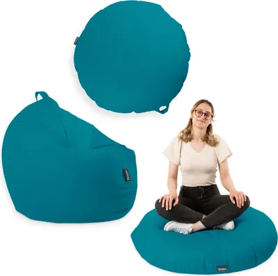 Produktbild von Sitzsack mit füllung 2 in 1 Sitzkissen Bean Bag Outdoor Indoor Wasserfest | Petrol 125cm