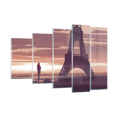 Produktbild von Bilder auf glas - Paris Stadt Nacht - 150x100cm - Glasbilder - Wandbilder - Kunstdruck - zum Aufhängen bereit - Wanddekoration aus Glas - Glas Bilder - Wandbild auf Glas - 5 Teile - GEG150x100-4104