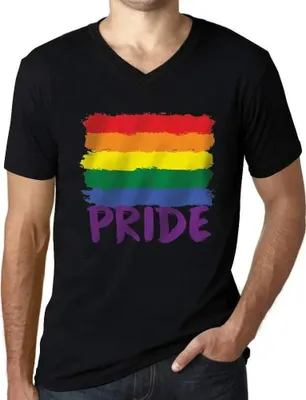 Produktbild von Herren Grafik T-Shirt V-Ausschnitt Lgbt Stolz – Lgbt Pride – Öko-Verantwortlich Vintage Jahrgang Kurzarm Lustige Druck Geburtstag Geschenk Mann