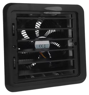 Obrázek produktu pro Boční ventilátor pro karavany, 12 V, 5 W, s ručním nastavením, boční odvětrávací ventilátor pro obytné vozy, přívěsy, lodě a jachty, černý