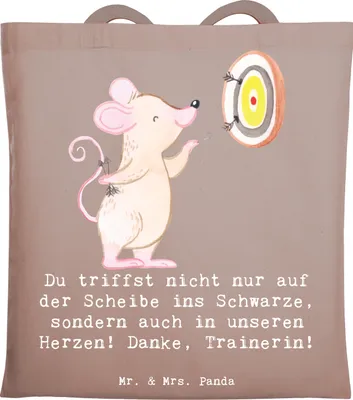 Produktbild von Mr. & Mrs. Panda Jutebeutel Darts Trainerin - Braun Pastell - Geschenk, Tasche, Beutel, Stoffbeutel, Schultasche, individuelle Trainingsstrategie, Leidenschaft, Sportart