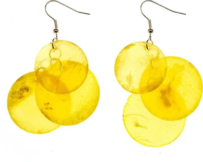Produktbild von Perlmutt Ohrringe Miniblings Muschel Perlmuttscheiben Hippie Boho Gelb