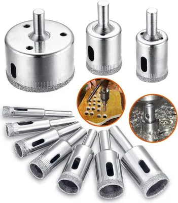 Produktbild von Diamantbohrer, Lochsäge Bohrkrone Set für Glas/Fliese/keramisches/Marmor/Porzellan Bohrer, Hohlbohrer mit Diamant-Beschichtung Kohlenstoffstahl,8-50mm 10 Stück Set