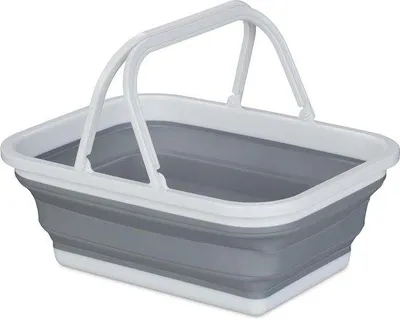 Produktbild von Famanu Picknickkorb 8,5 Liter Faltbar mit Griff - Weiß-Grau
