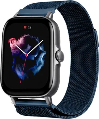 Produktbild von Strap-it Milanese Armband - Kompatibel mit Amazfit GTS 3 Armband Ersatzarmband Edelstahl - Armband mit Magnetverschluss - Hochwertiges Material - für Smartwatch 20mm Armband Blau