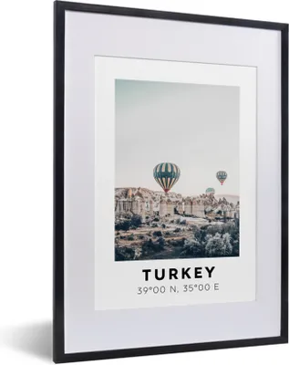 Produktbild von MuchoWow® Gerahmtes Poster Türkei - Heißluftballon - Kappadokien 30x40 cm - Poster mit Schwarzem Bilderrahmen Wandposter Rahmen Foto Bilder - Wandposter Schlafzimmer